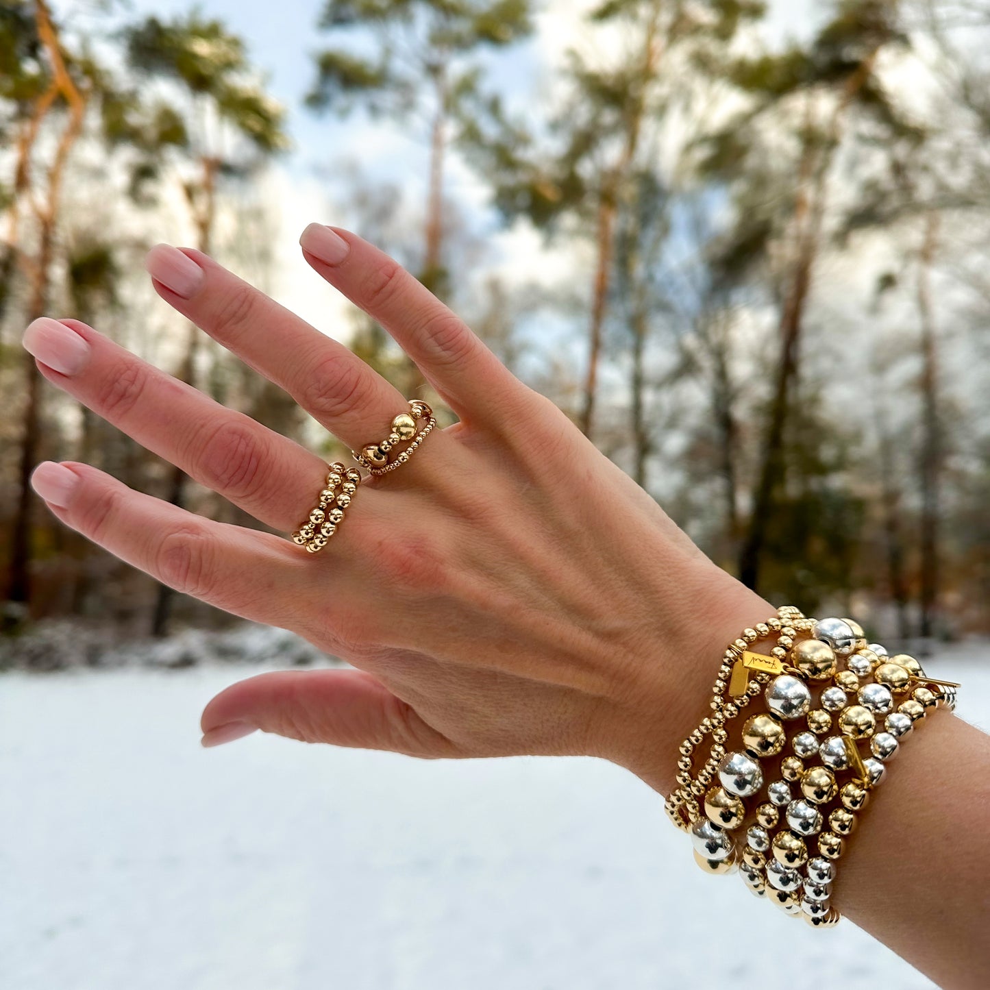 Silver & Gold 6mm - Armband